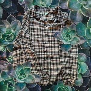 Sheer Houndstooth Pink and Black Plaid ASOS Blouse, Women’s Size 12